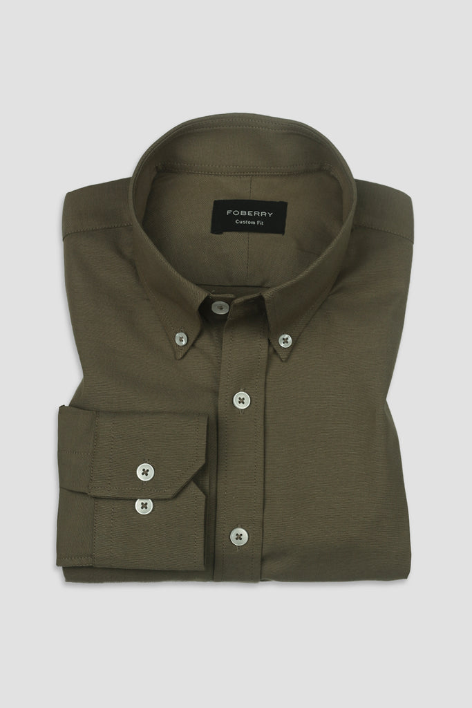 Crisp Olive Oxford Shirt