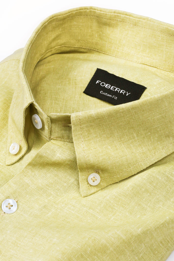 Lime Yellow Italian Featherweight Linen Shirt