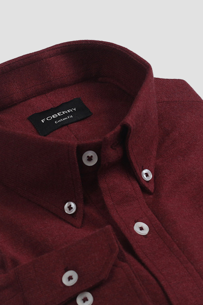 Maroon Brushed Winter Flannel Shirt