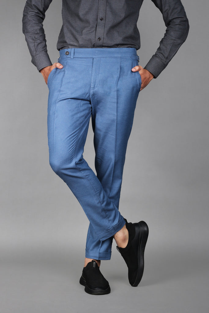 Cobalt Blue Brushed Flannel Trousers