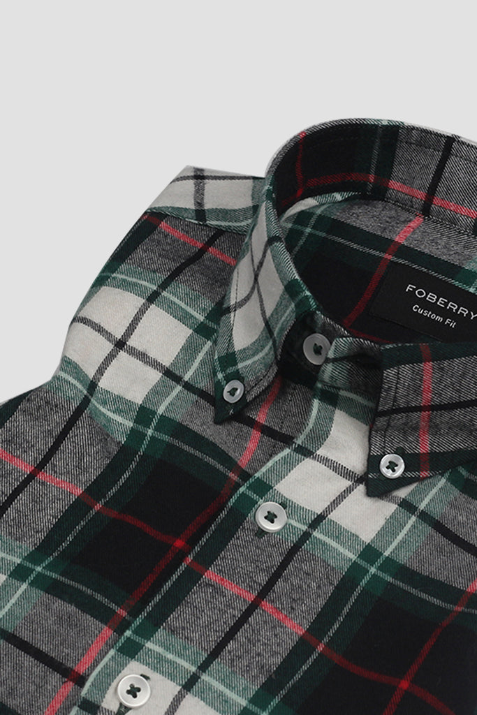 Bottle Green Madras Flannel Shirt