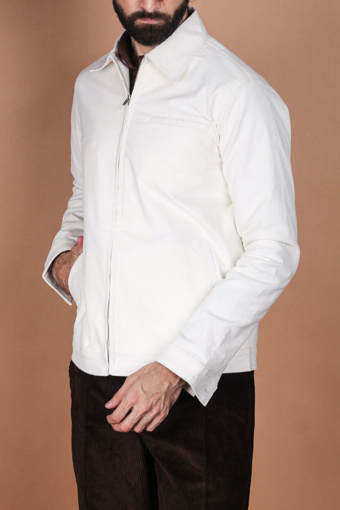 Milkey White Corduroy Zipper Jacket