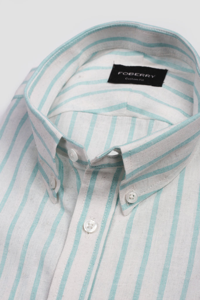 Turquoise Stripes Linen Shirt