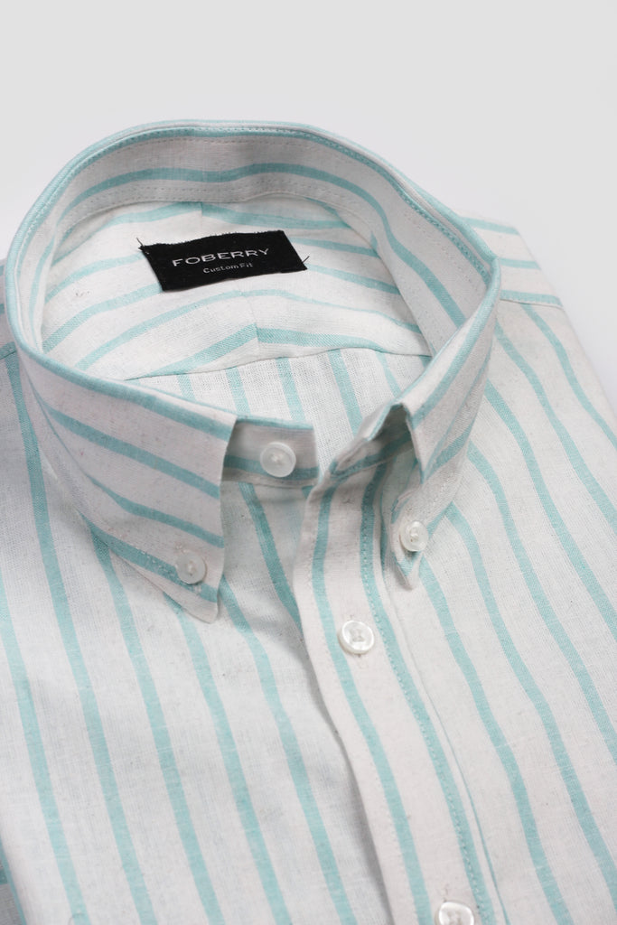 Turquoise Stripes Linen Shirt