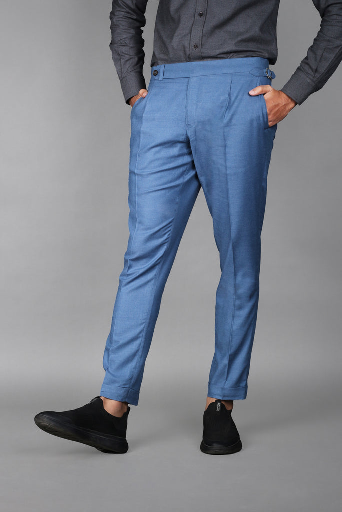 Cobalt Blue Brushed Flannel Trousers