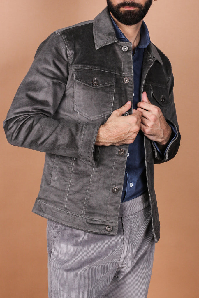 Steel Grey Wide Wale Corduroy Jacket