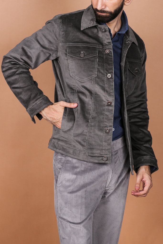 Steel Grey Wide Wale Corduroy Jacket