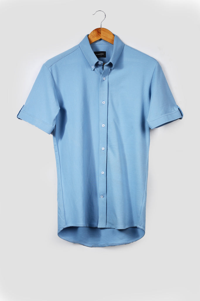 Soft Sky Blue Pique Shirt