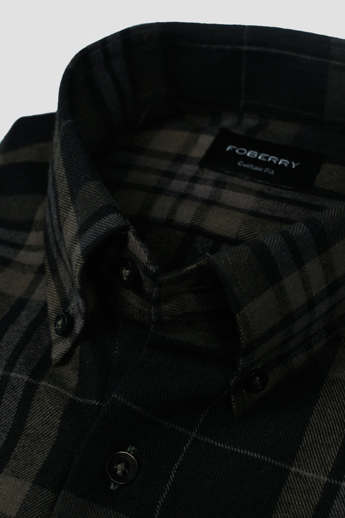 Steel Green Checkered Flannel Shirt