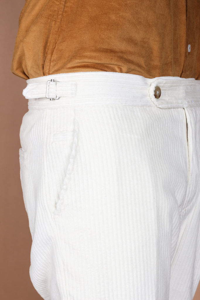 White Wide Wale Corduroy Trouser