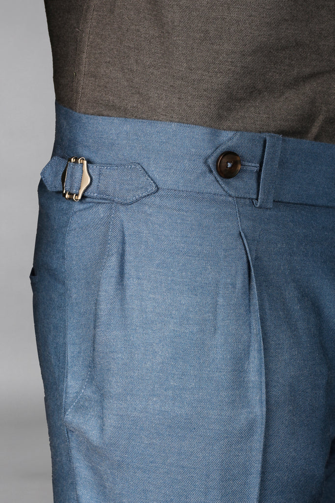 Cobalt Blue Brushed Flannel Trousers