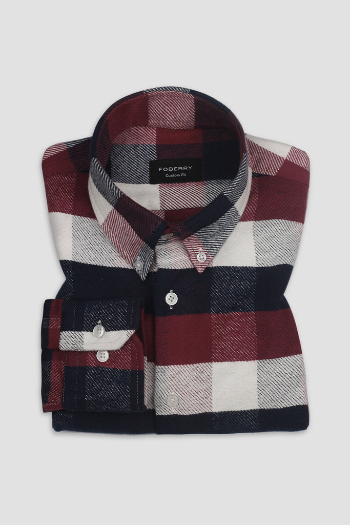 Maroon Blue Jackson Heavyweight Flannel Shirt