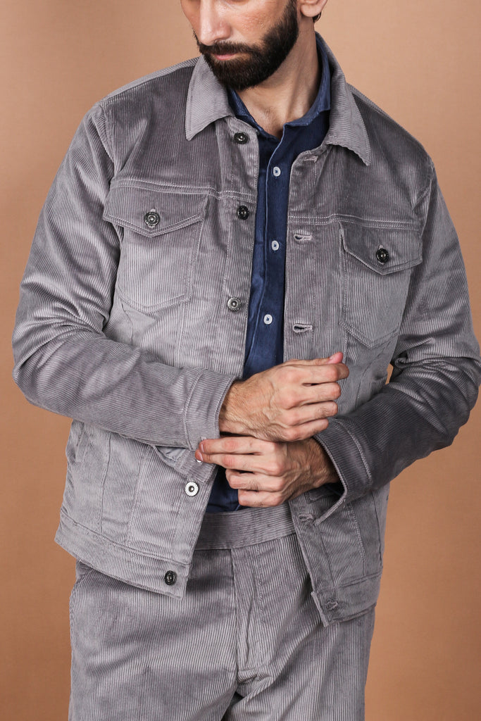 Steel Grey Wide Wale Corduroy Jacket