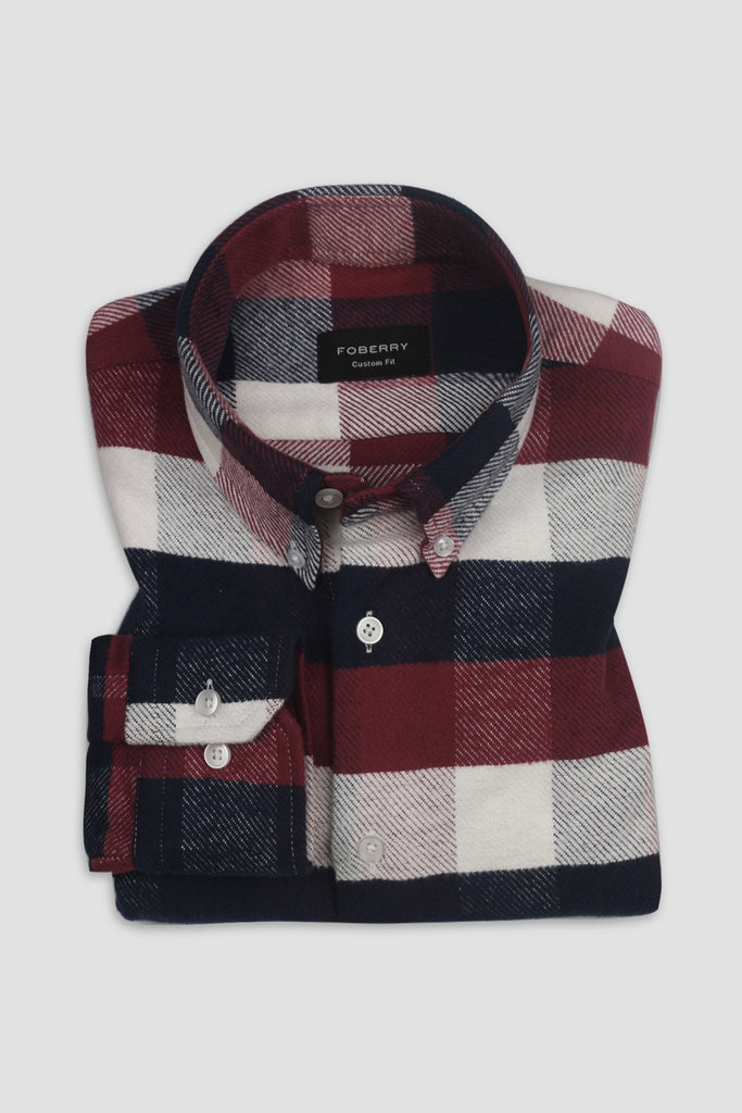 Maroon Blue Jackson Heavyweight Flannel Shirt