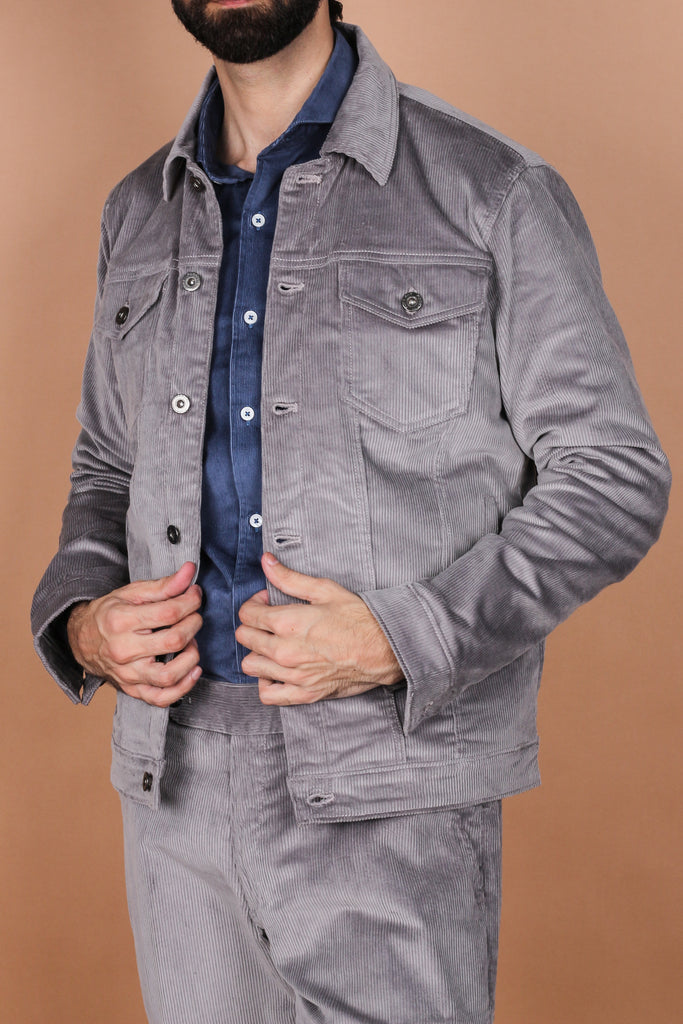 Steel Grey Wide Wale Corduroy Jacket