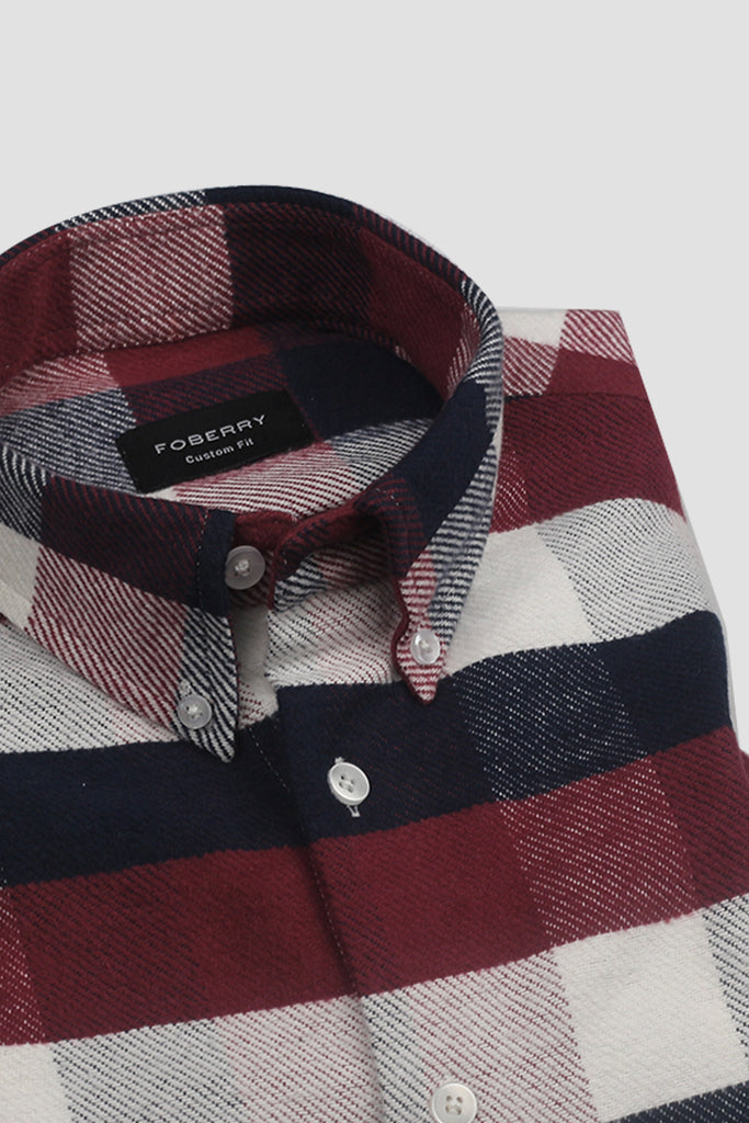 Maroon Blue Jackson Heavyweight Flannel Shirt