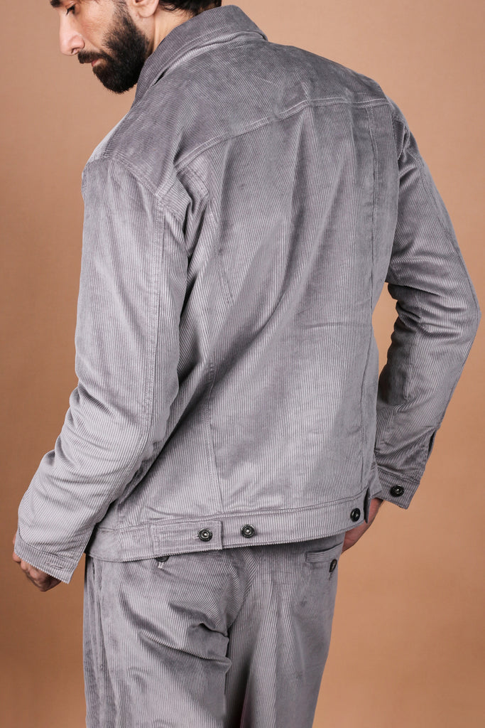 Steel Grey Wide Wale Corduroy Jacket