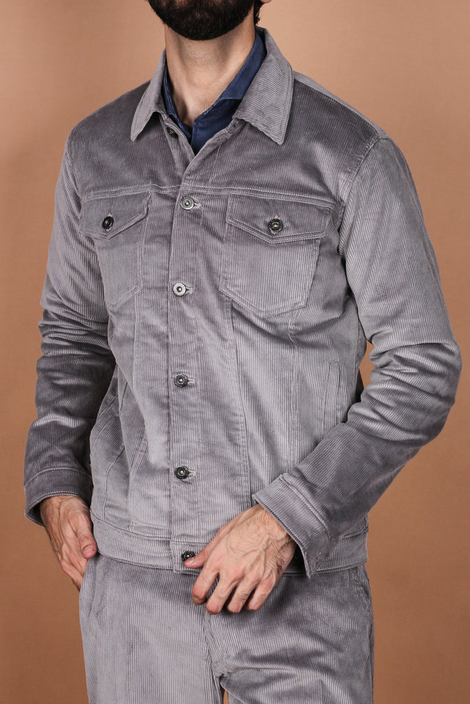 Steel Grey Wide Wale Corduroy Jacket