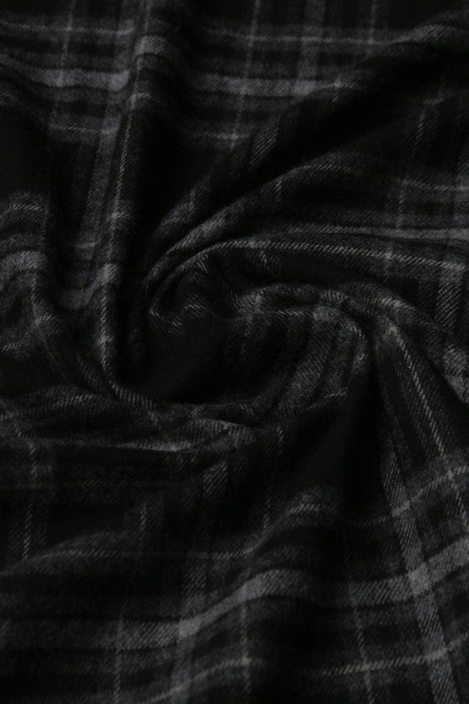 Grey Black Plaid Winter Flannel Shirt