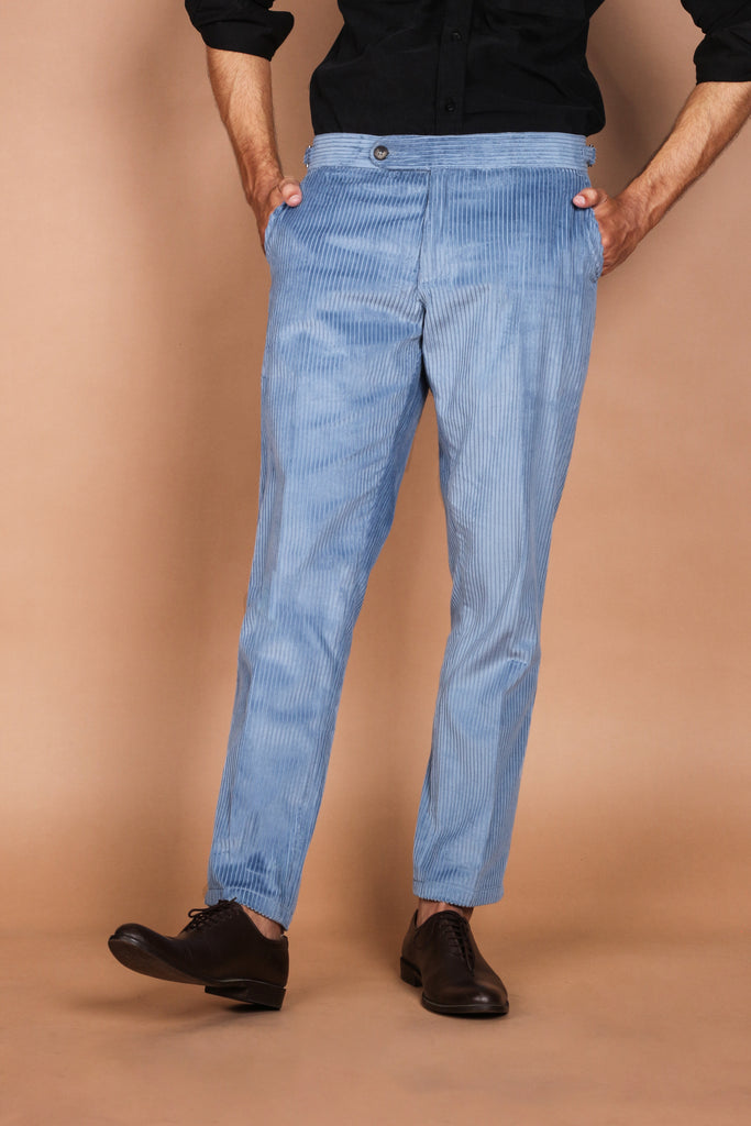 Sky Blue Wide Wale Corduroy Trouser