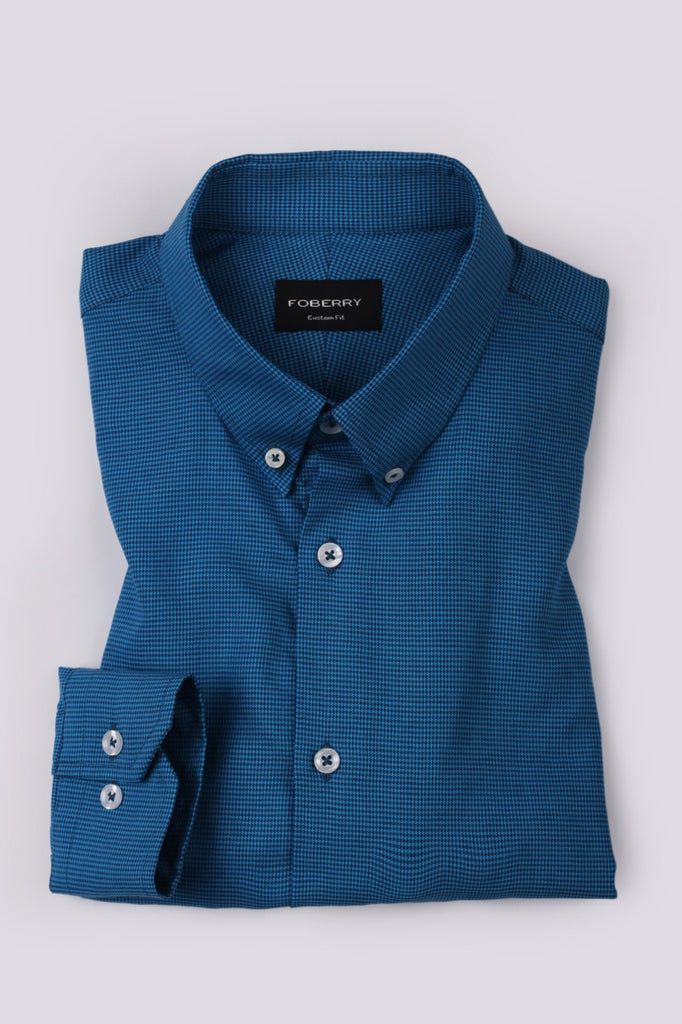 Electric Blue Houndstooth Shirt