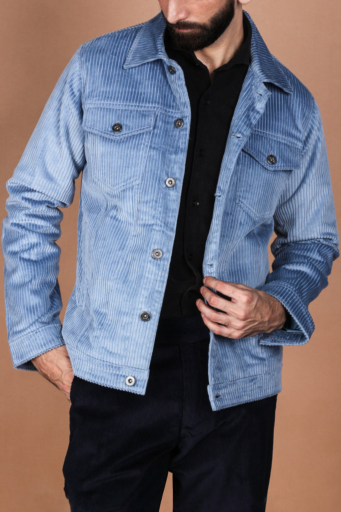 Sky Blue Wide Wale Corduroy Jacket