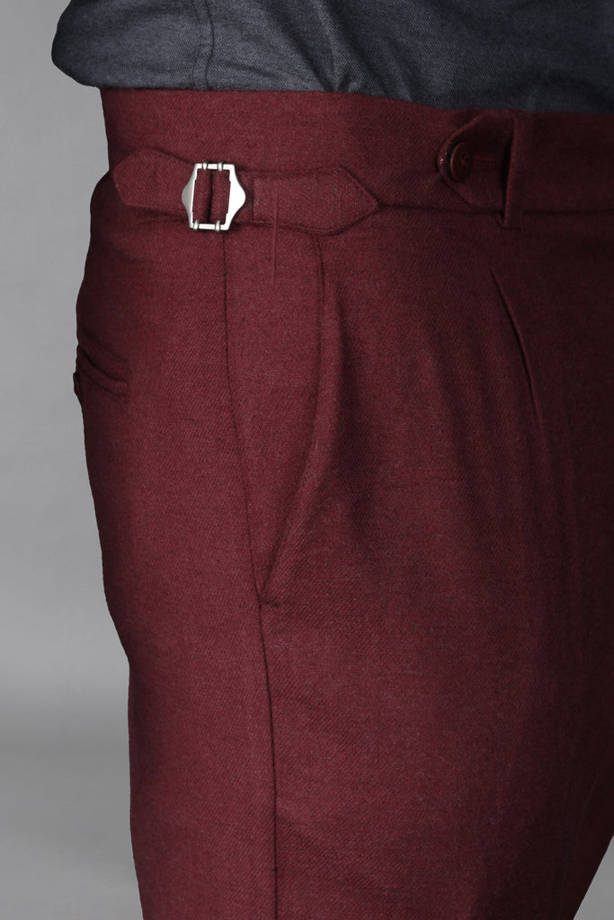 Maroon Brushed Flannel Trousers