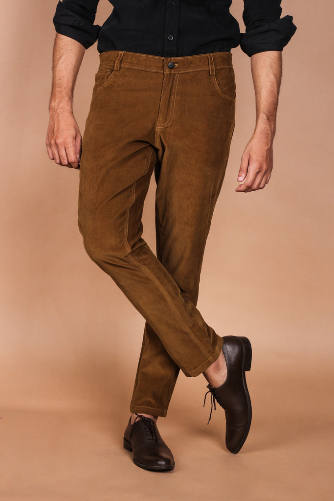 Tan Brown Five Pocket Corduroy Trouser