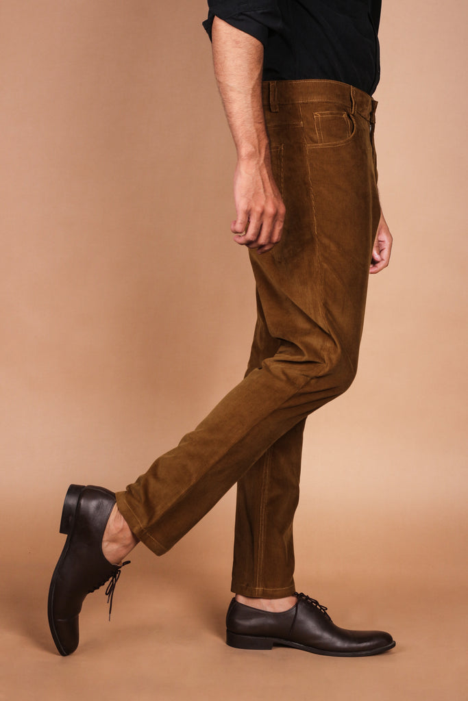 Tan Brown Five Pocket Corduroy Trouser