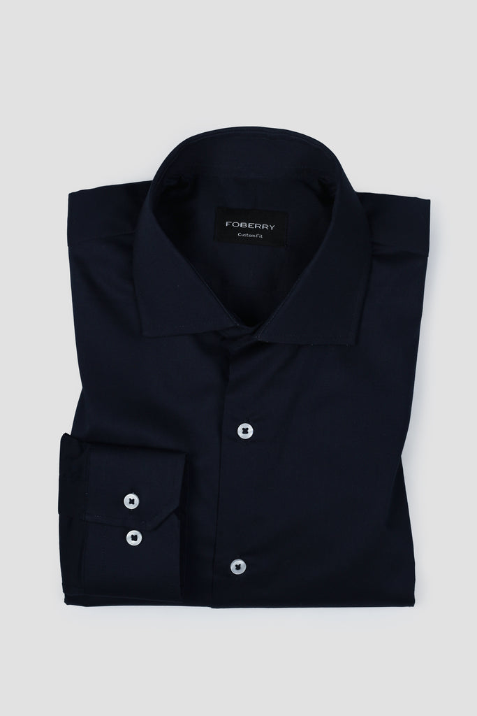 Navy Blue Poplin Shirt