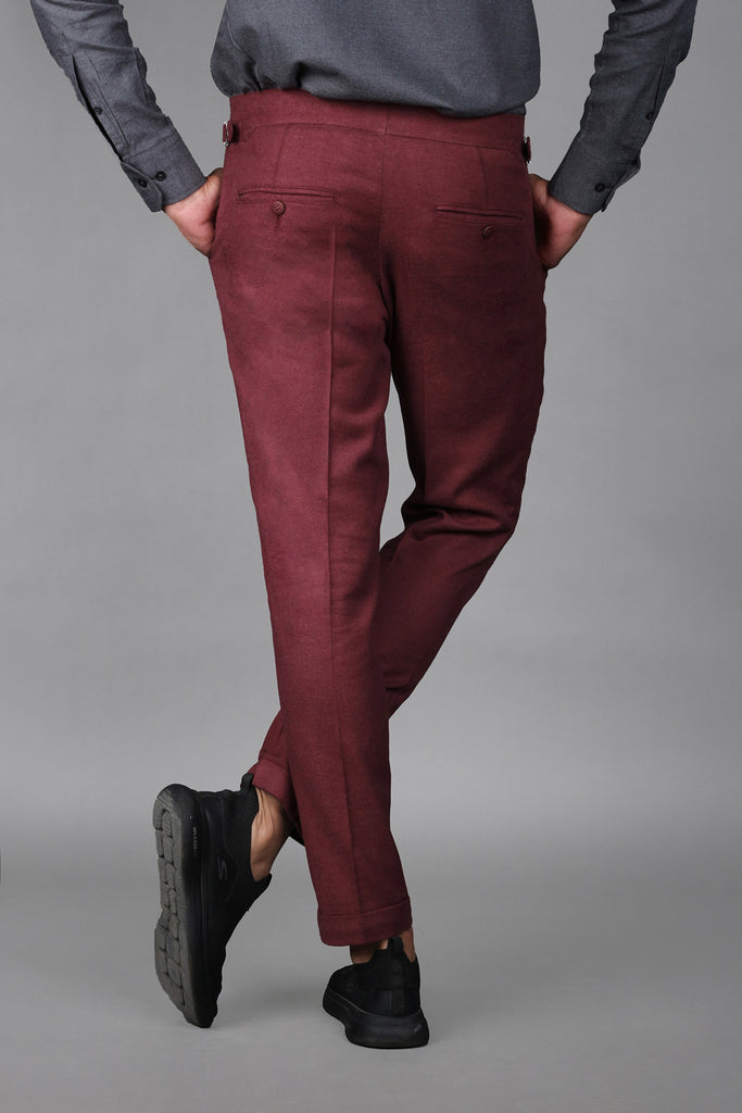 Maroon Brushed Flannel Trousers