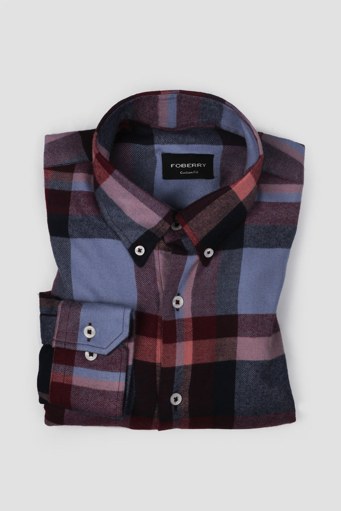 Burgundy Tartan Winter Flannel Shirt