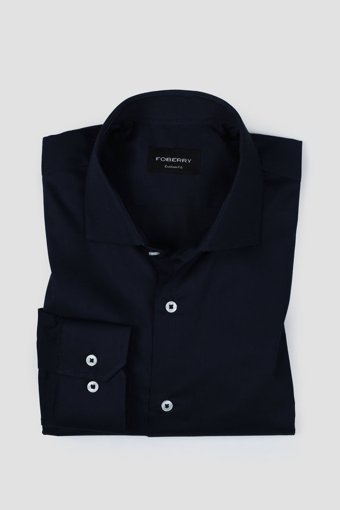 Navy Blue Poplin Shirt