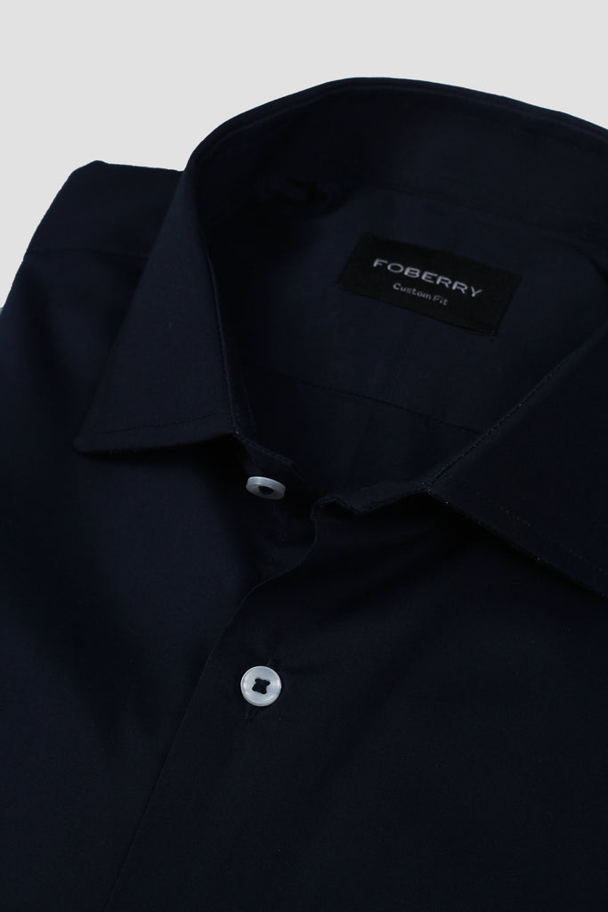 Navy Blue Poplin Shirt