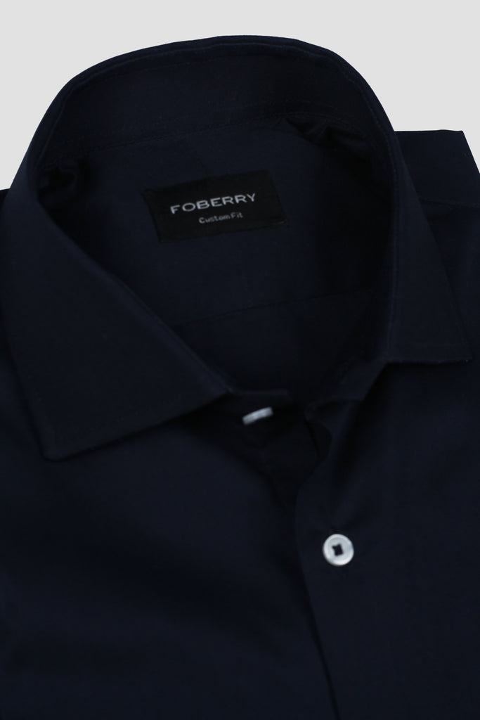 Navy Blue Poplin Shirt