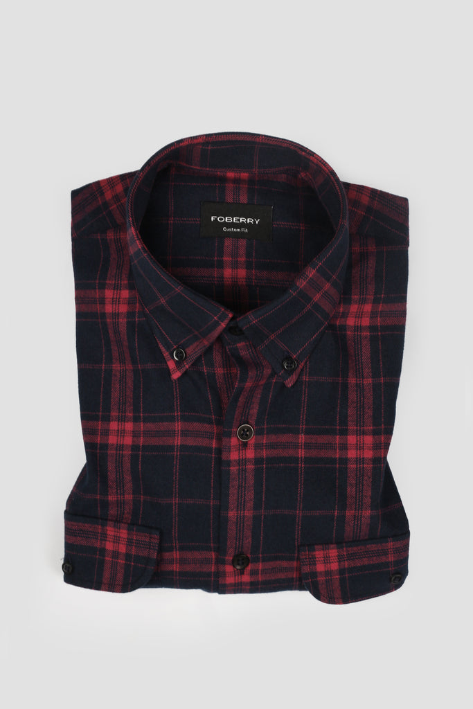 Salmon Blue Tartan Winter Flannel Shirt