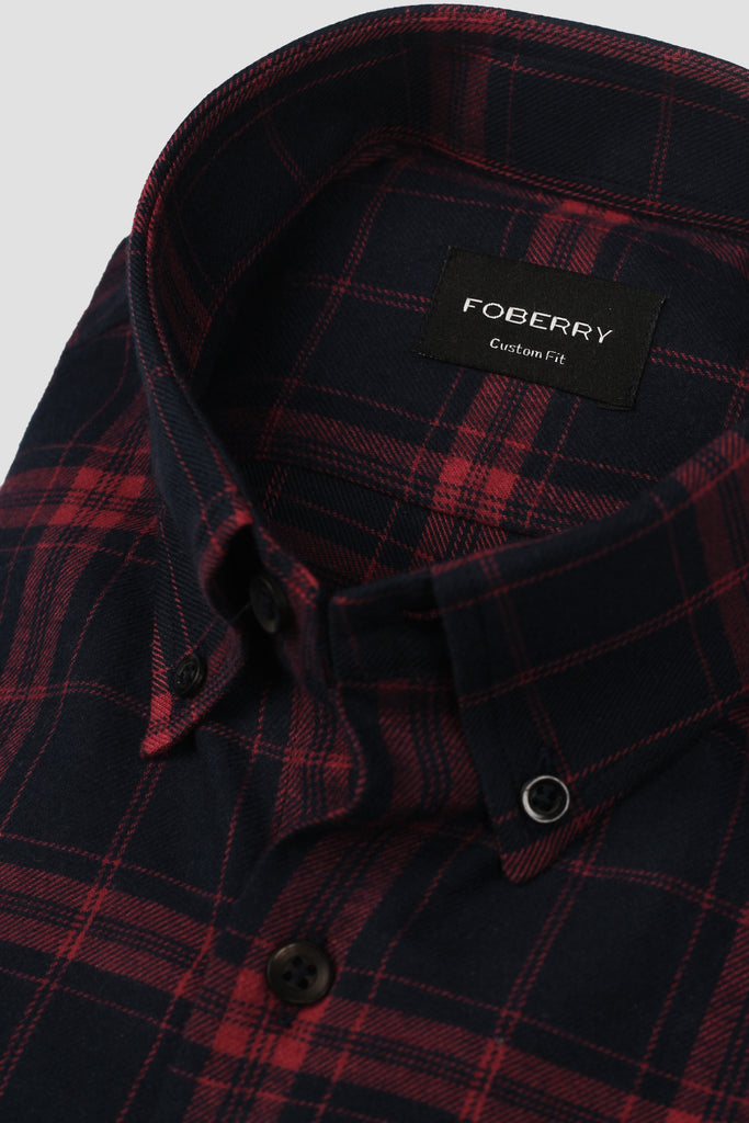 Salmon Blue Tartan Winter Flannel Shirt