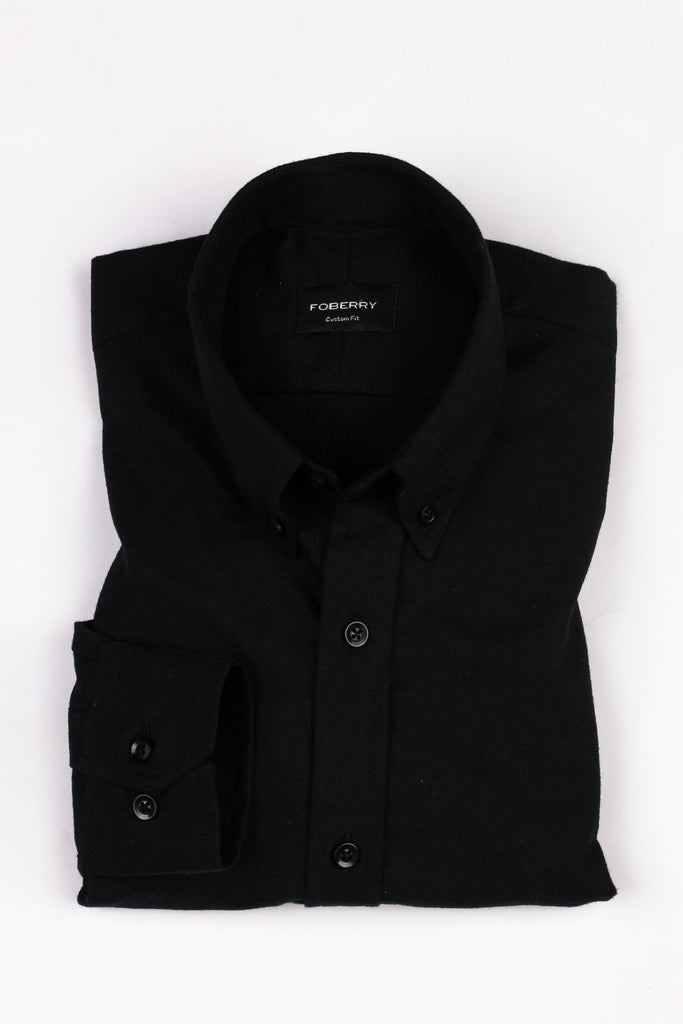 Black Brushed Winter Flannel Shirt