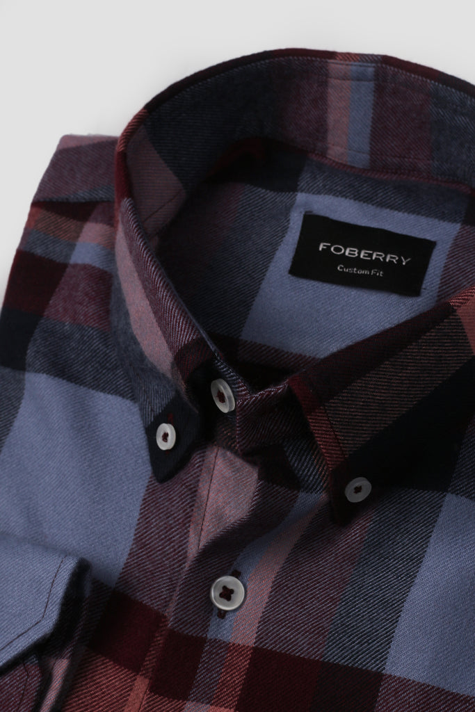 Burgundy Tartan Winter Flannel Shirt