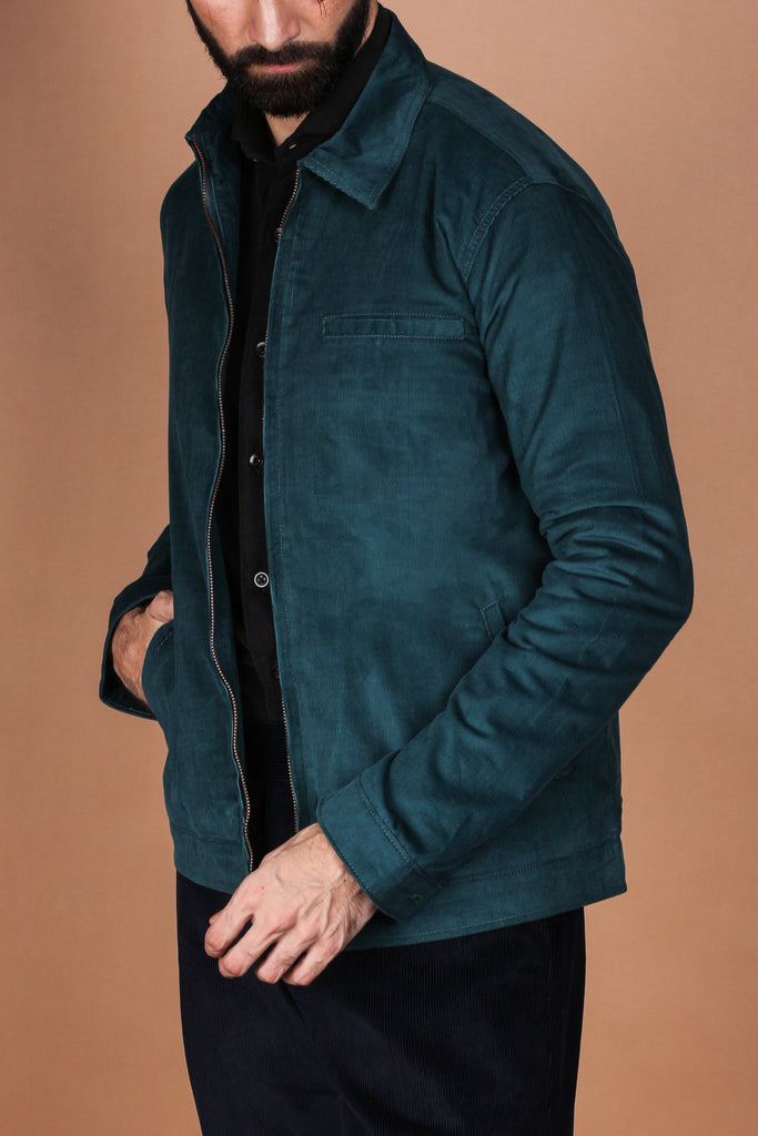 Zinc Green Corduroy Zipper Jacket