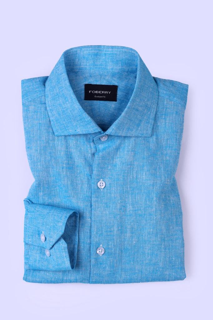 Aqua Blue Irish Linen Shirt