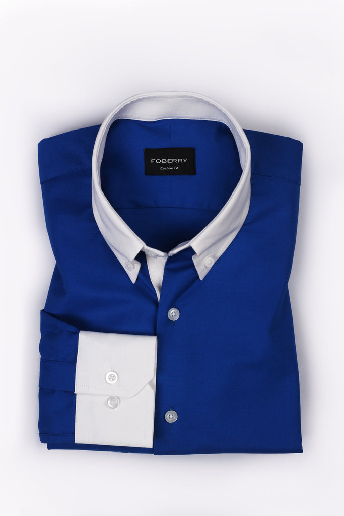 Royal Blue Oxford Shirt - Contrast Collar