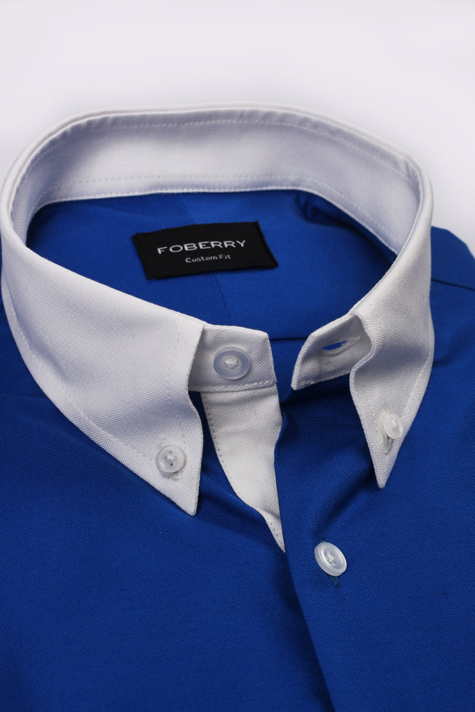 Royal Blue Oxford Shirt - Contrast Collar