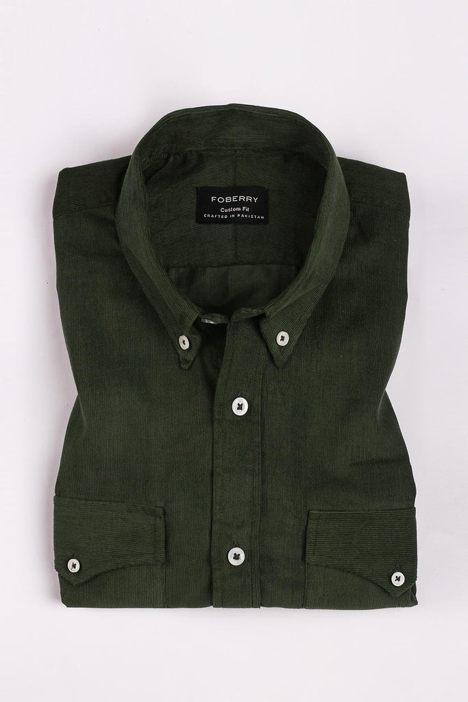 Soft Bottle Green Corduroy Shirt