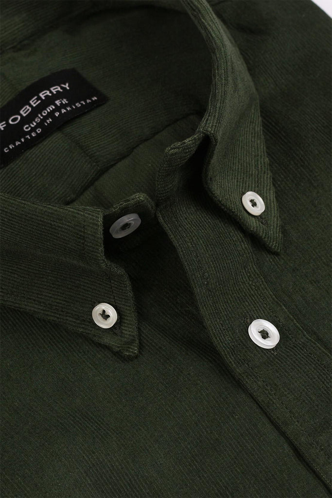 Soft Bottle Green Corduroy Shirt