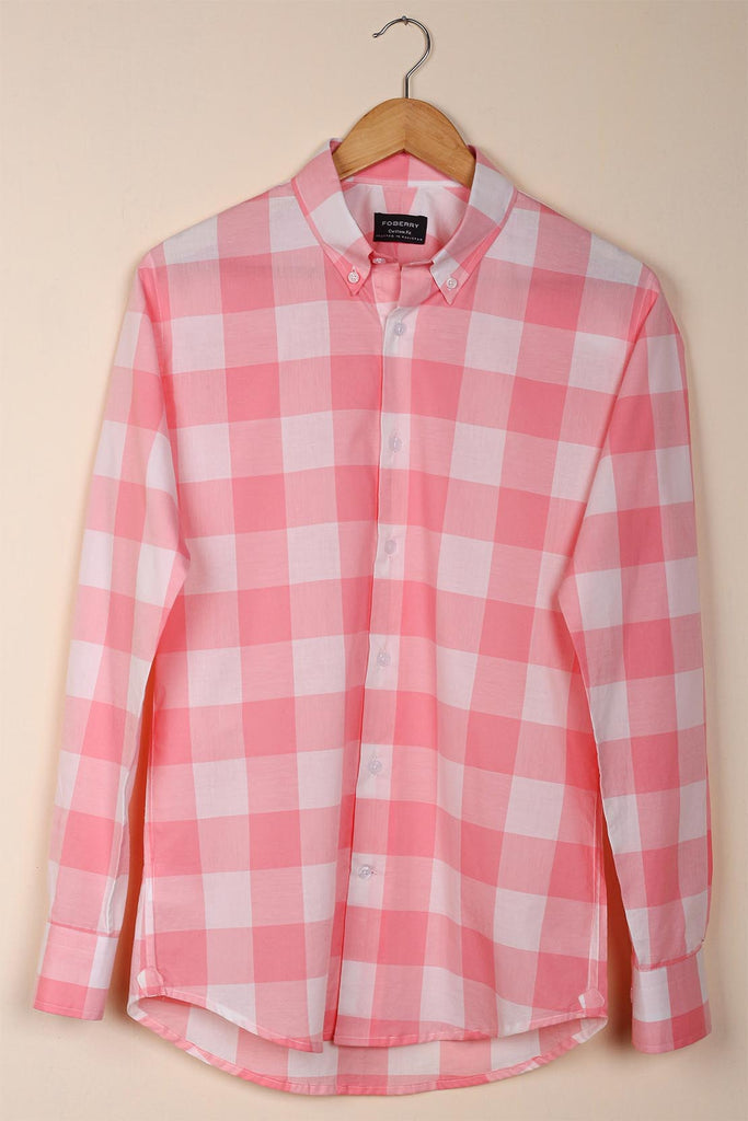 White Pink Windowpane Shirt