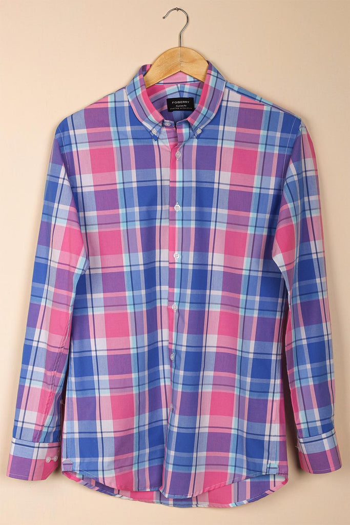 Pink Blue Plaid Shirt