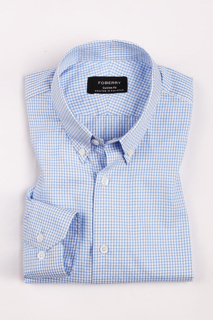 Crisp Blue Micro Gingham Shirt