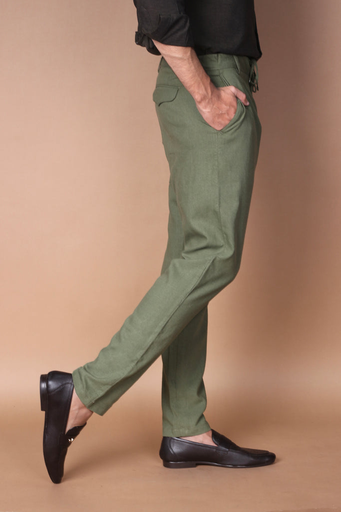 Seaweed Green Linen Trouser