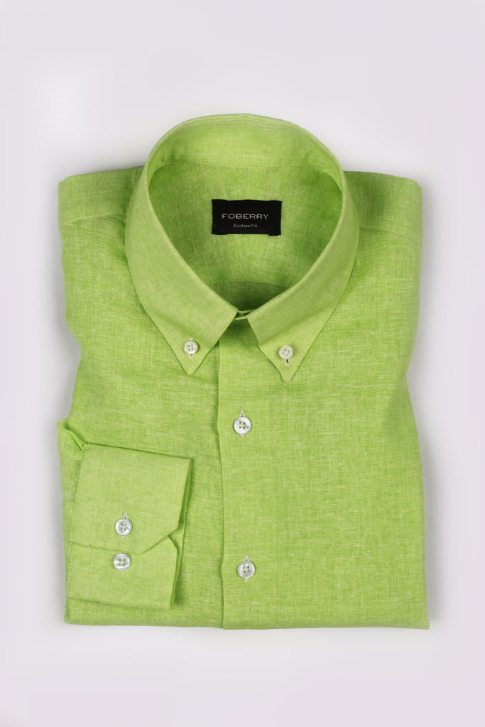 Parrot Green Italian Featherweight Linen Shirt